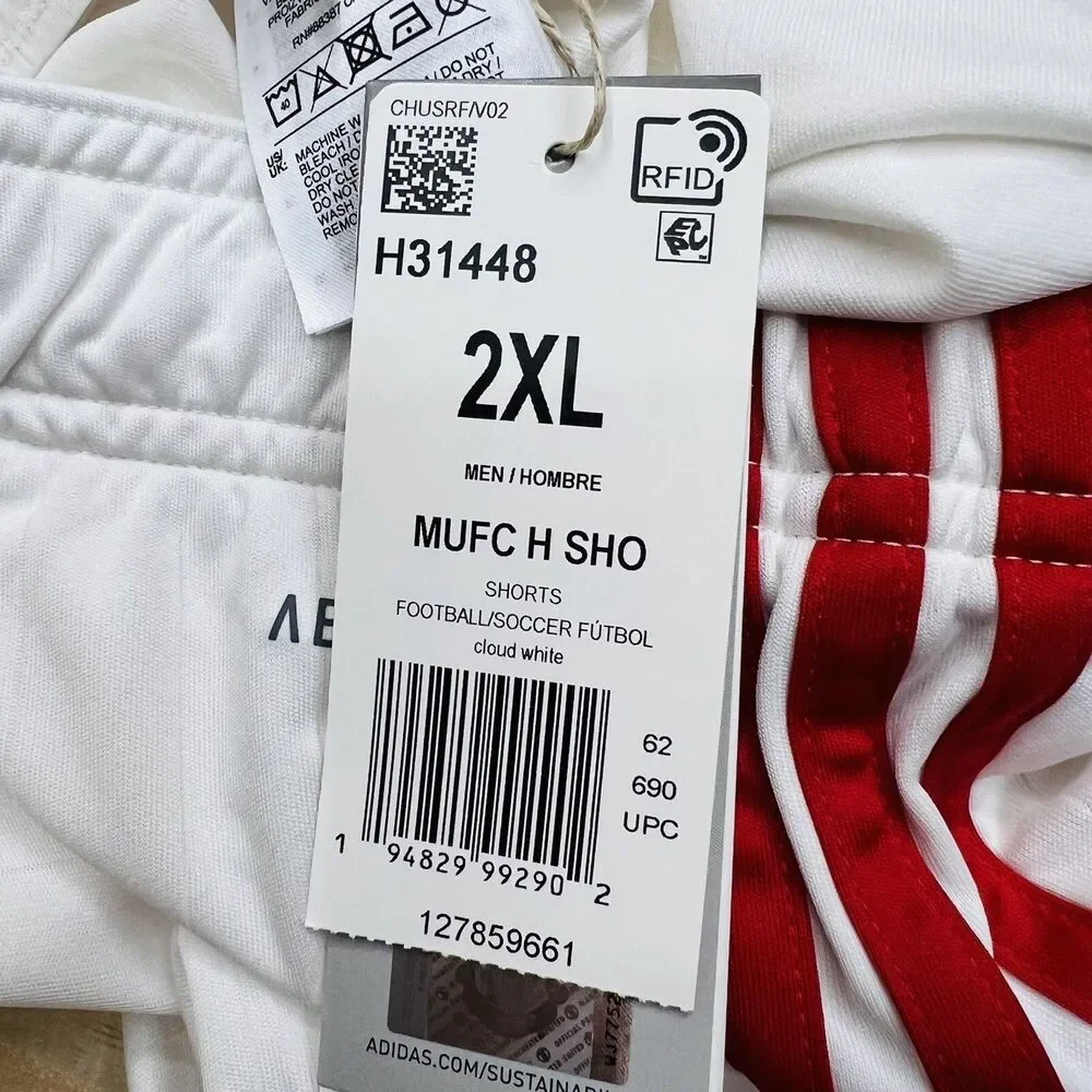 NEW Manchester United adidas Home AEROREADY Shorts 2XL White Mens
